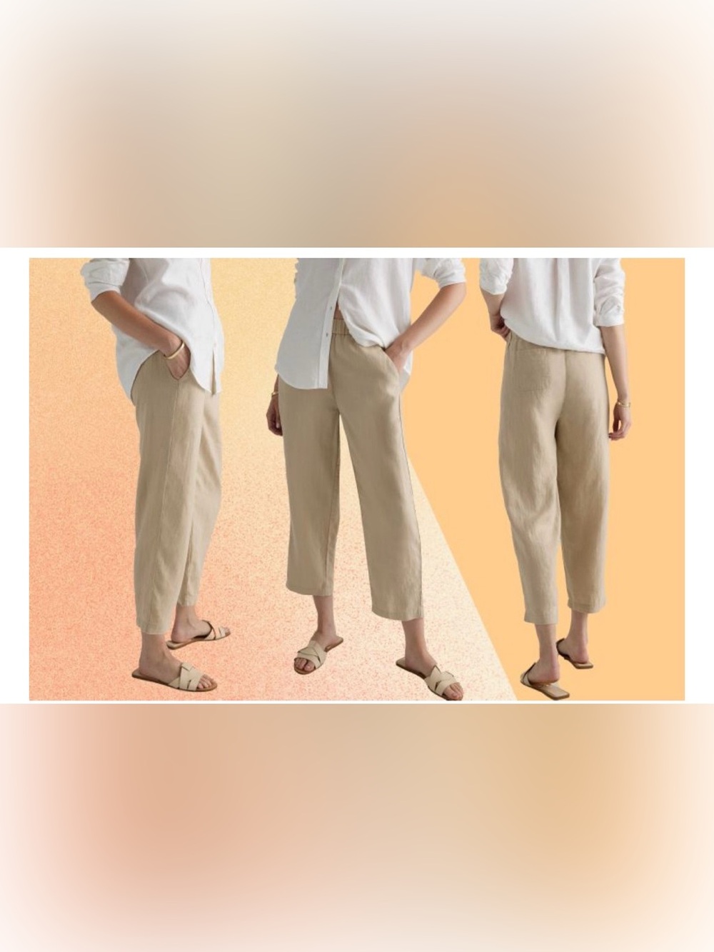 Quince Cropped Elastic-Waist Trousers in Beige